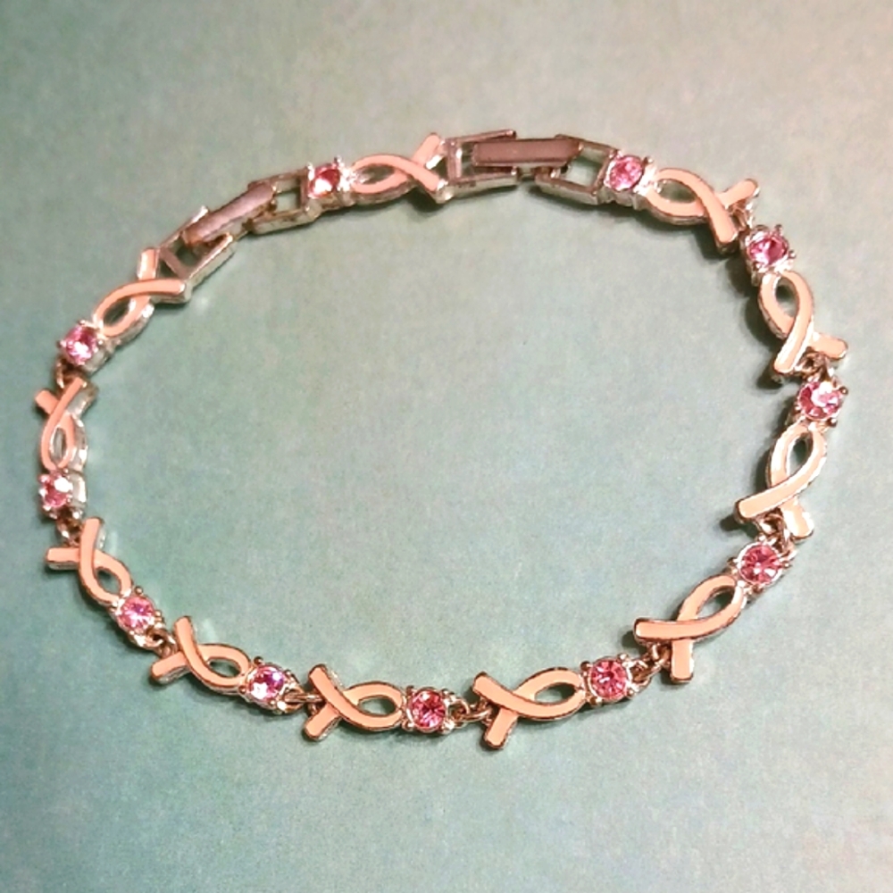 Breast Cancer Awareness Pink Ribbon Bracelet